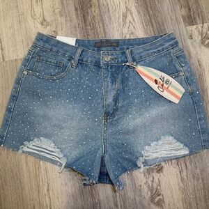 NWT Cali  1850 rhinestone jean shorts